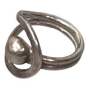 Sterling Silver Abstract Design Ring Size 7.75 Modernist MCM Retro Y2K Boho Chic